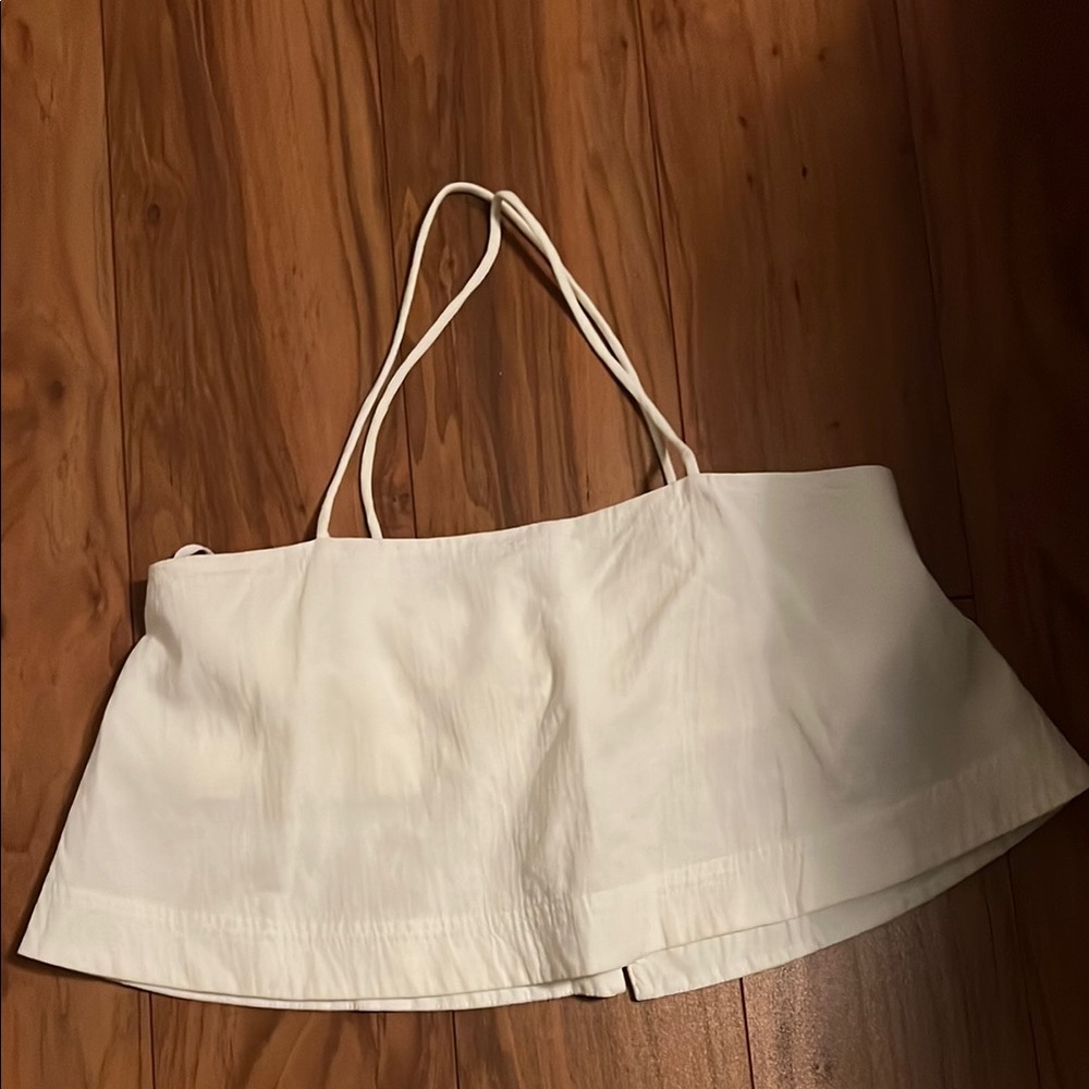 Alc White Flutter Crop Top With Criss Cross Straps - image 1